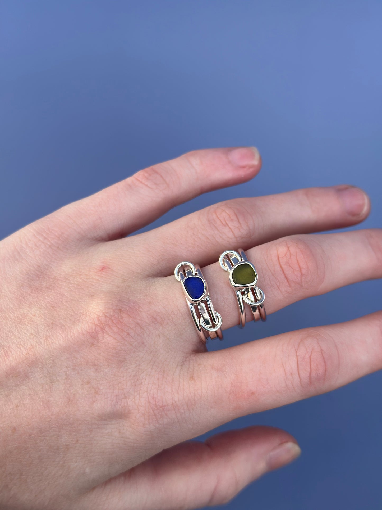 Sea Glass Stacker Ring - Size 7.5