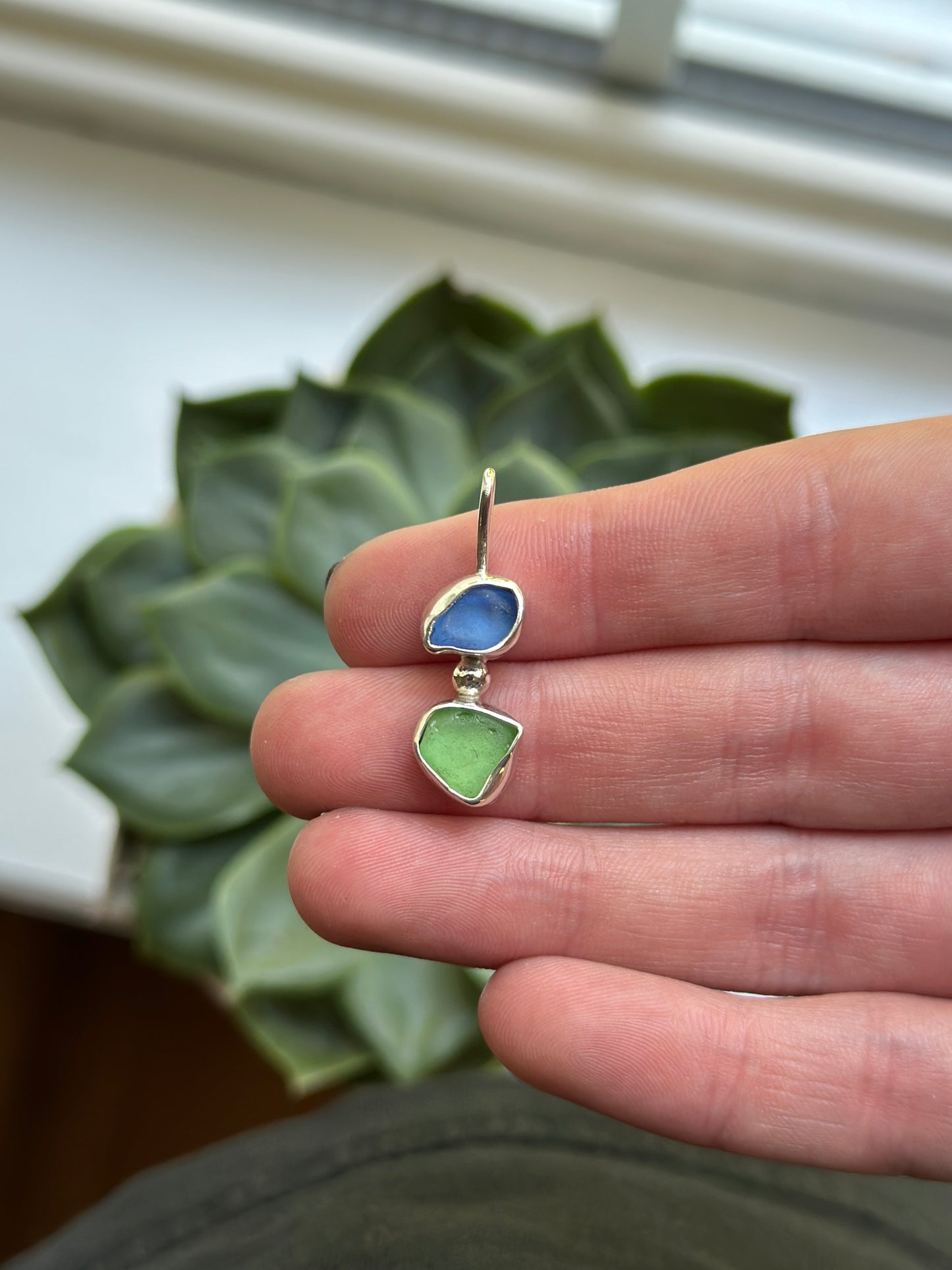 Double Sea Glass Pendant