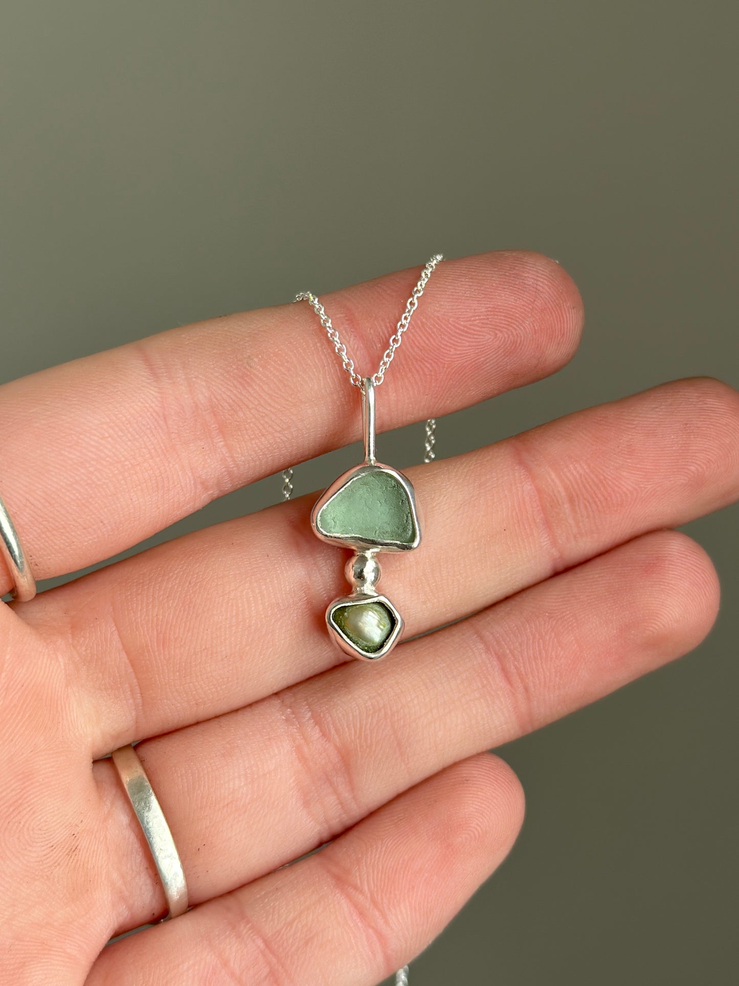 Sea Glass & Pearl Necklace