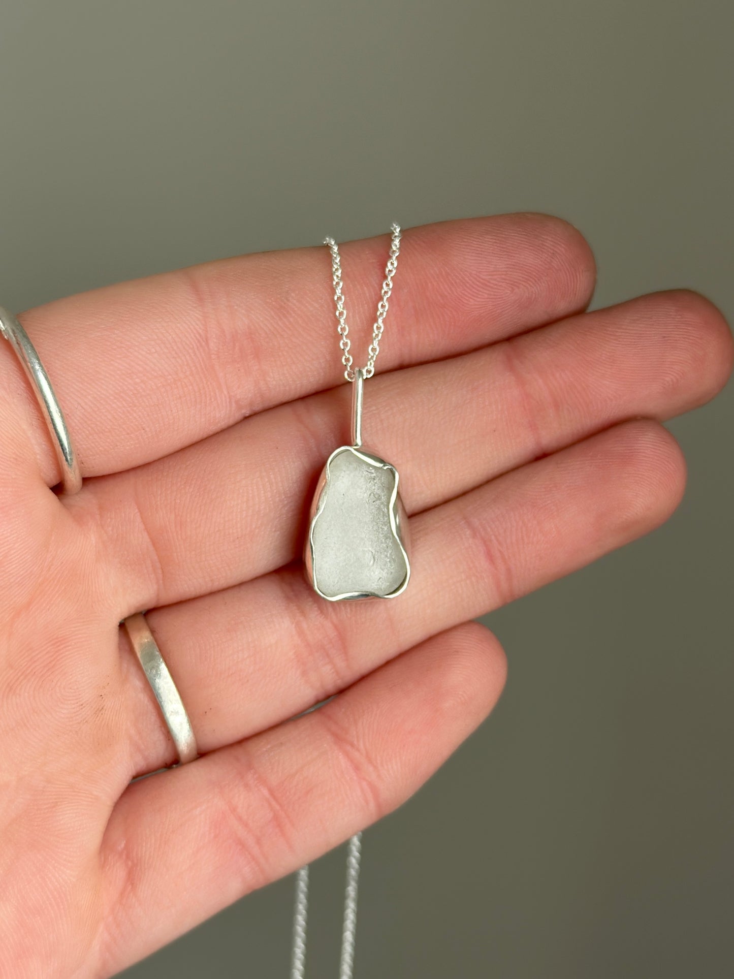 Sea Glass Necklace - Wavy Bezel