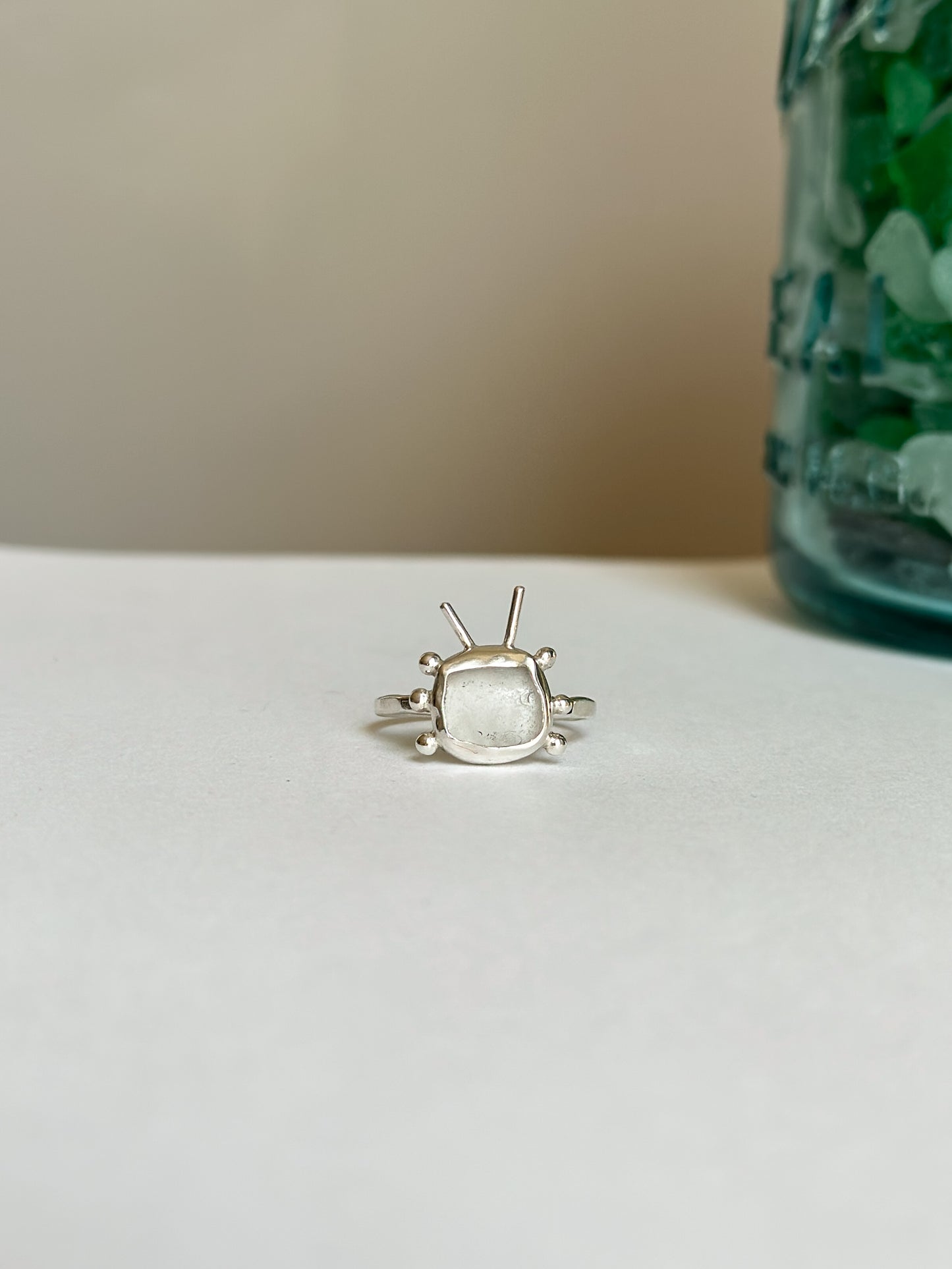 Sea Glass Beetle Ring - Made To Order