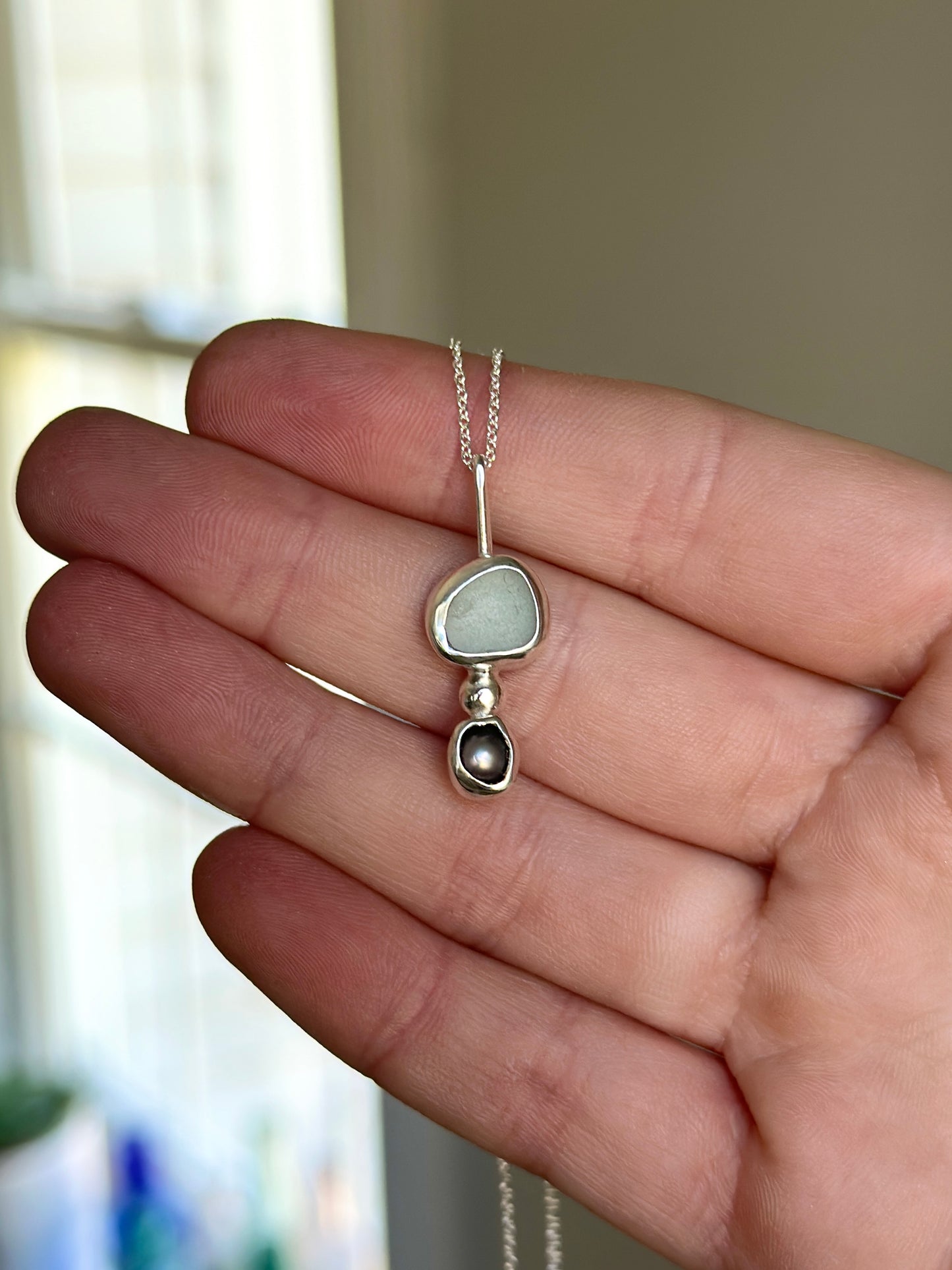 Sea Glass & Pearl Necklace