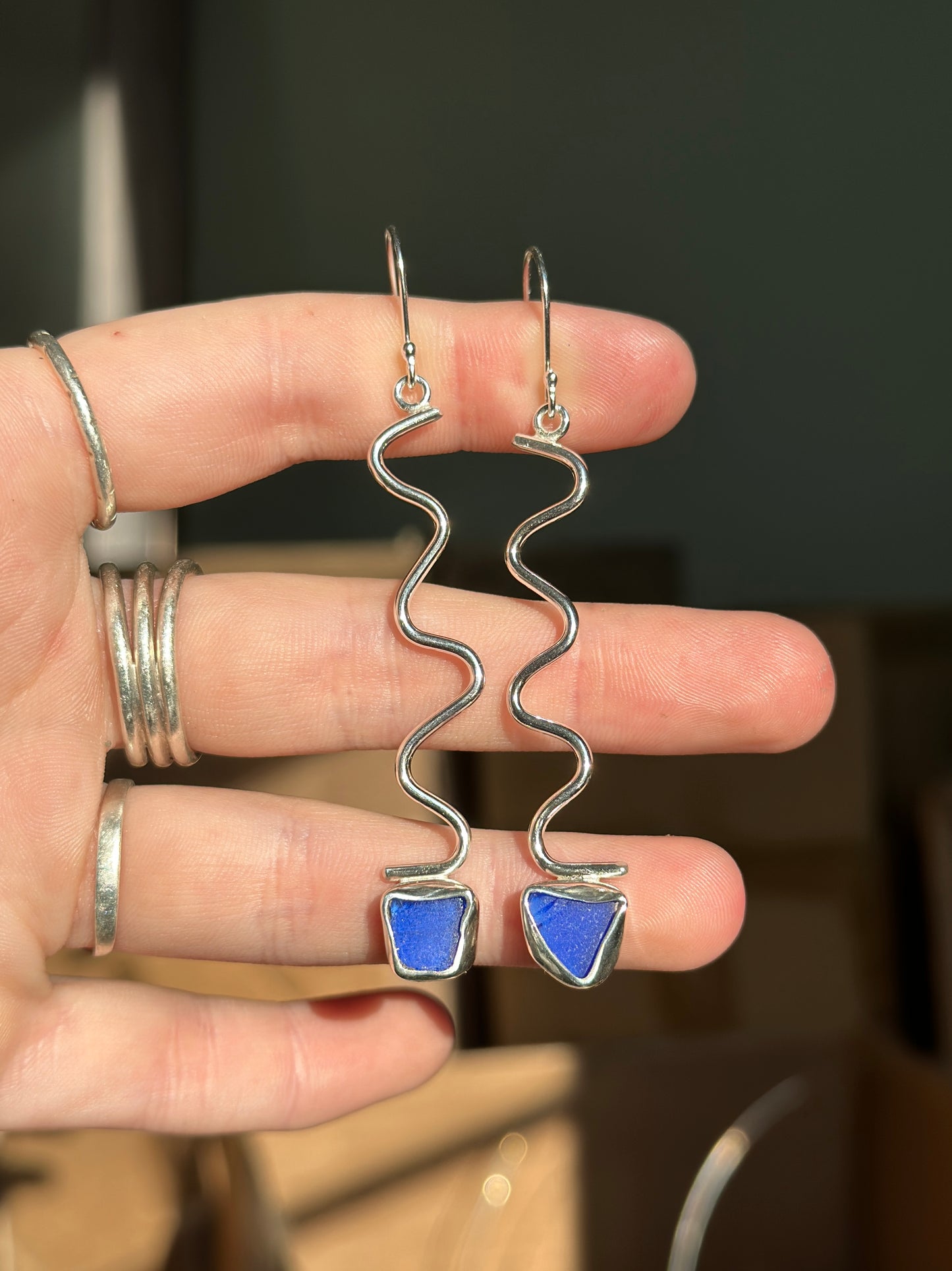 Wavy Sea Glass Earrings