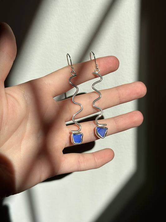 Wavy Sea Glass Earrings