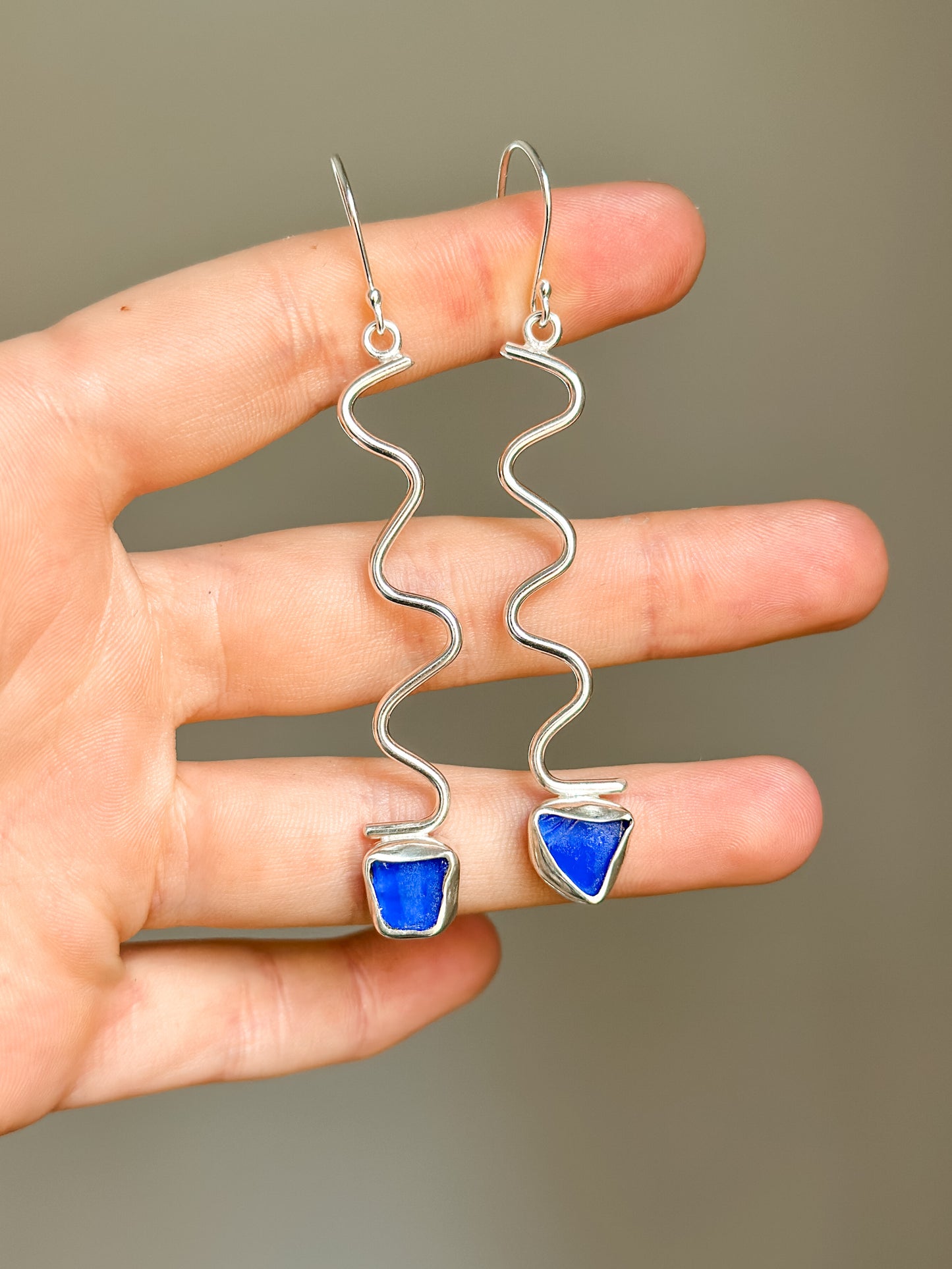 Wavy Sea Glass Earrings