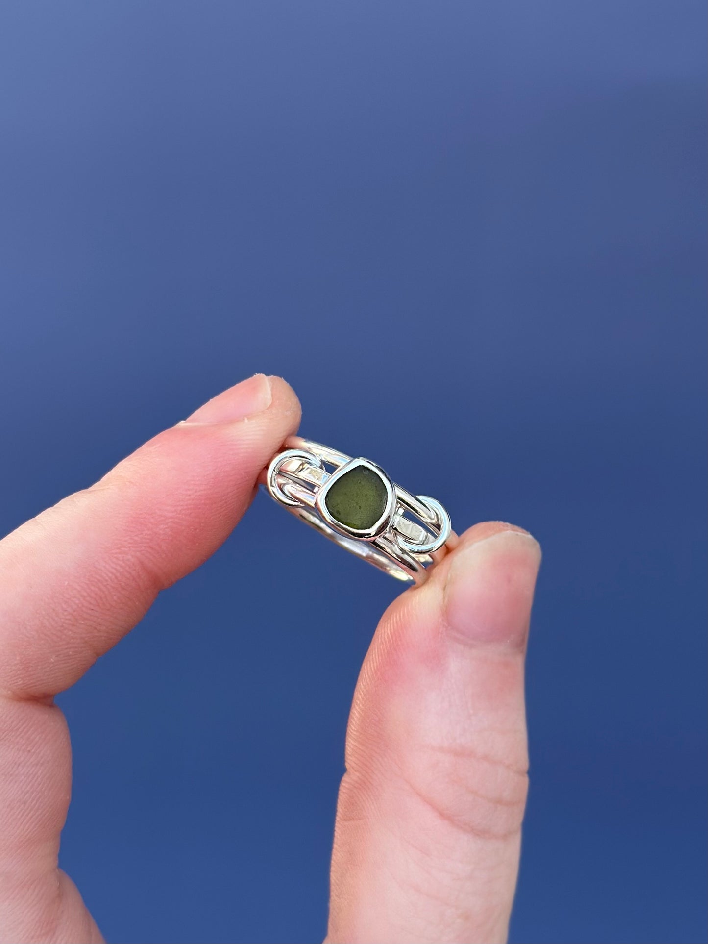 Sea Glass Stacker Ring - Size 6.5