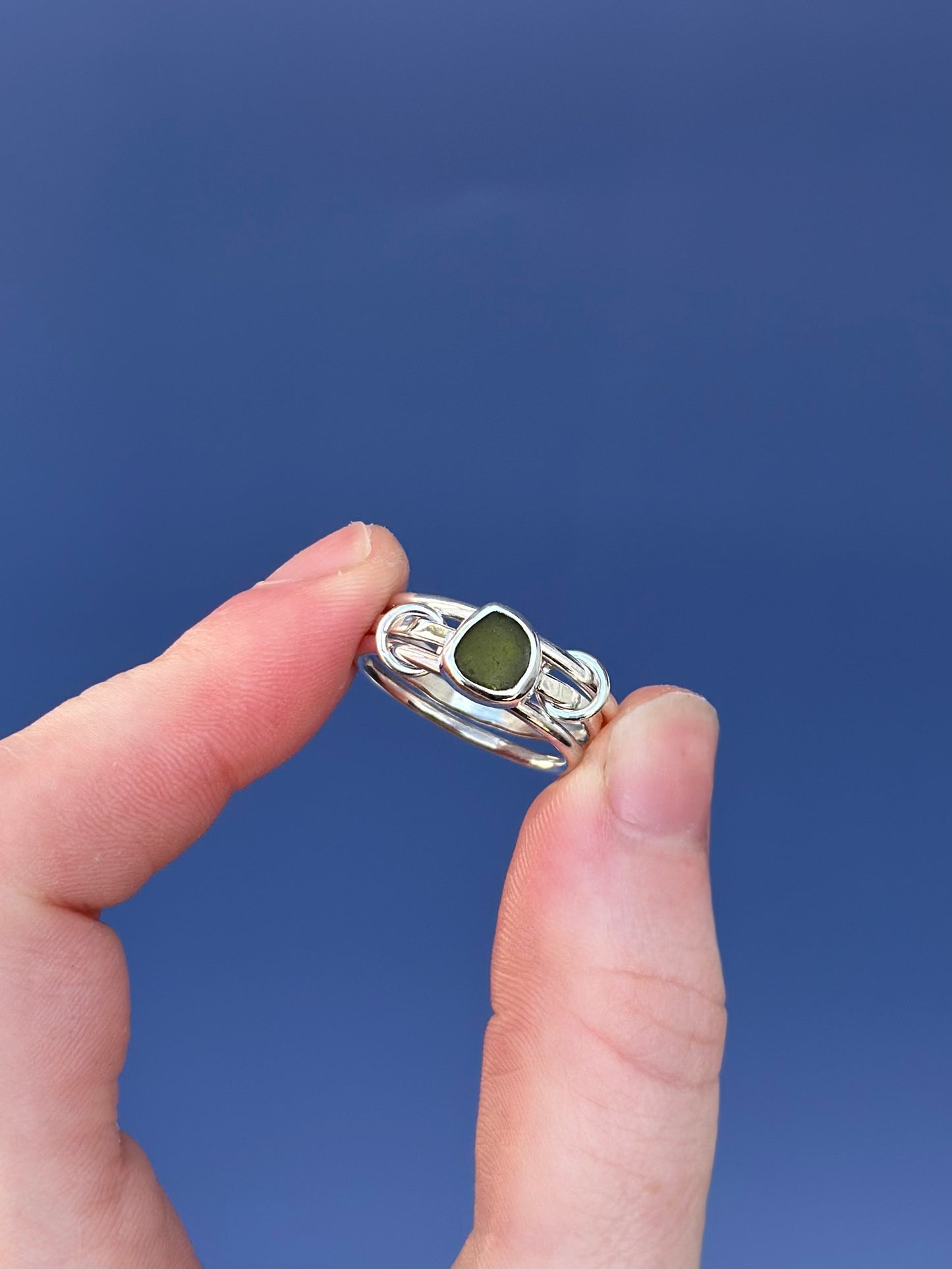 Sea Glass Stacker Ring - Size 6.5