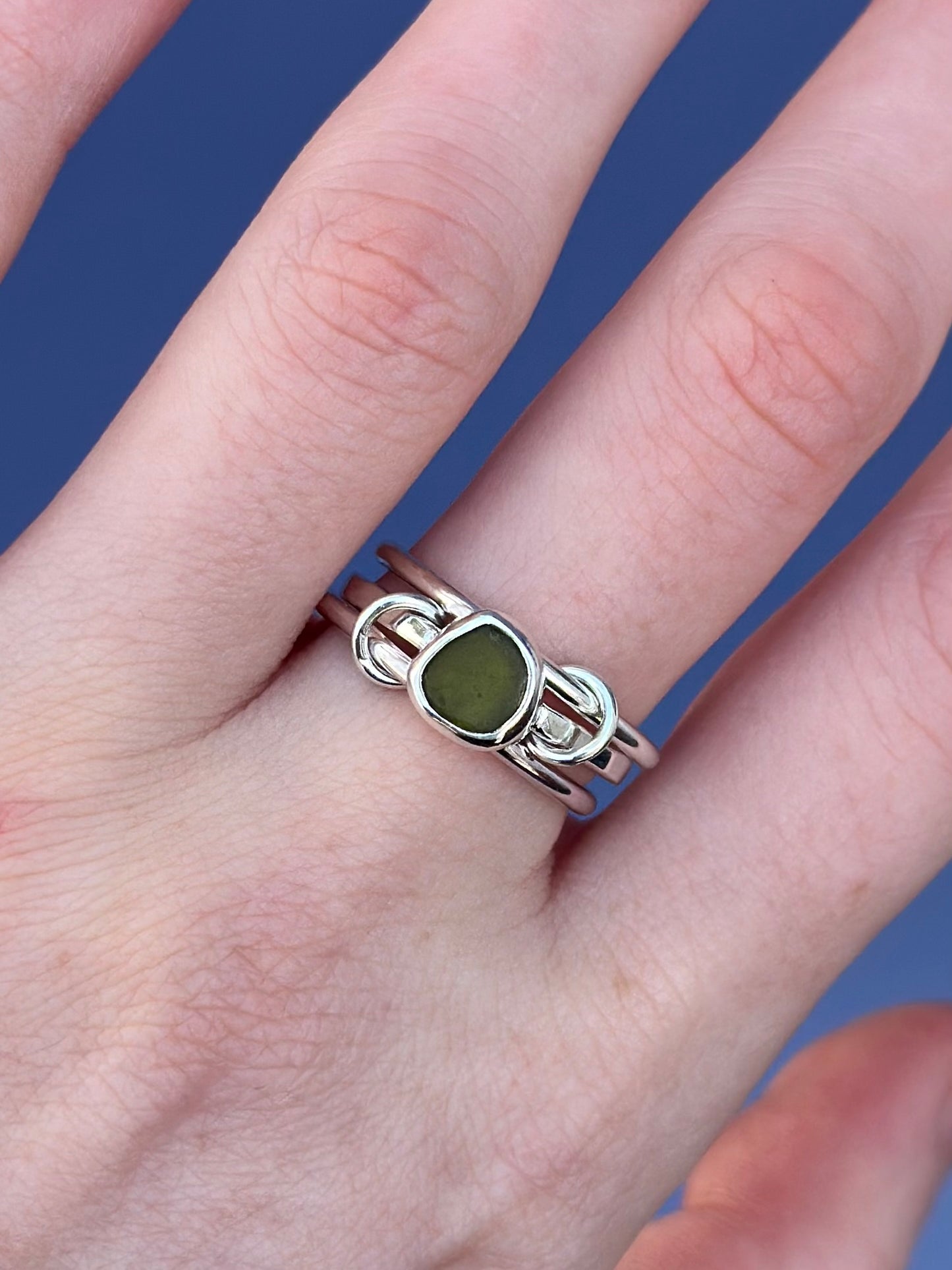 Sea Glass Stacker Ring - Size 6.5