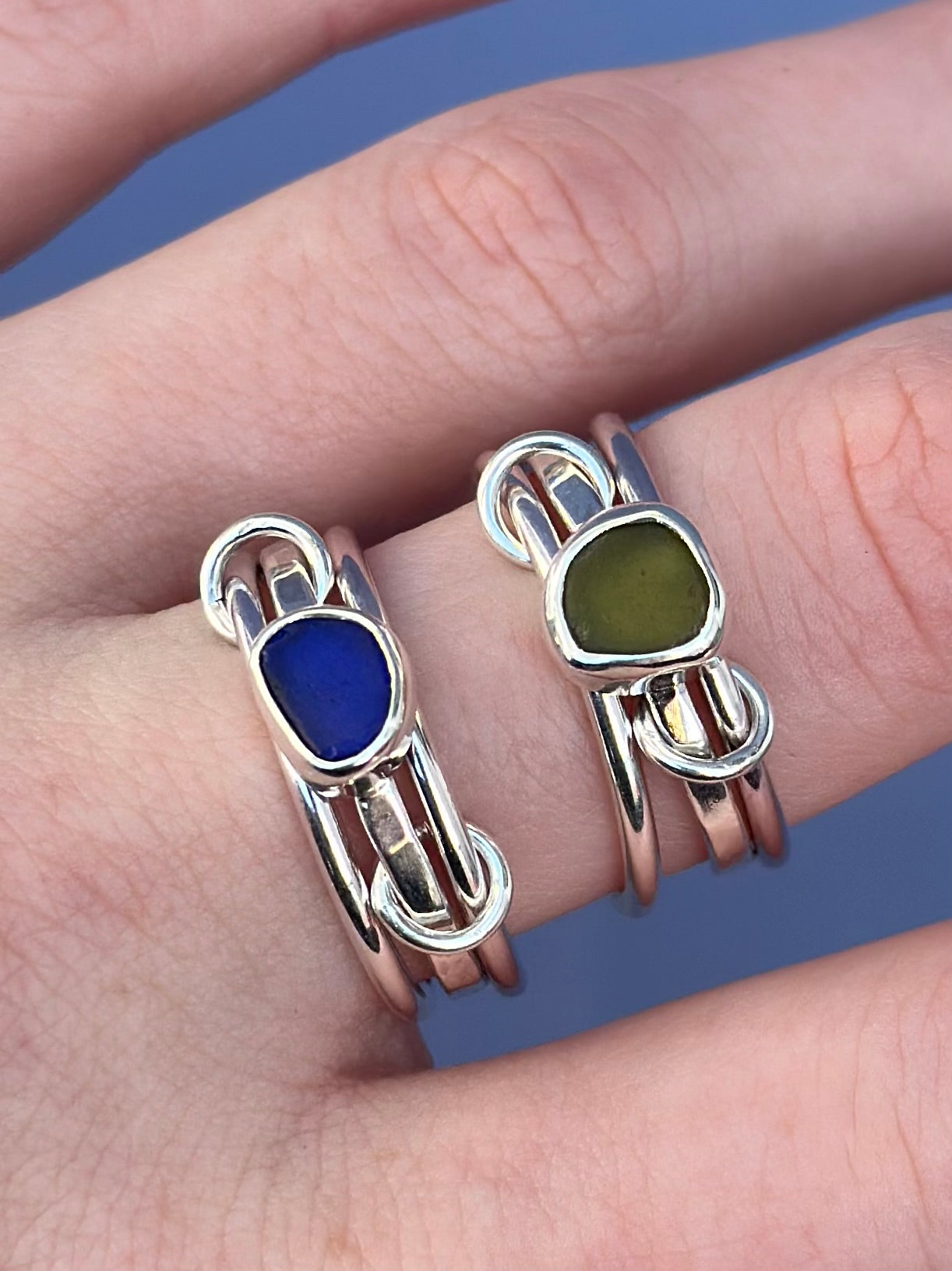 Sea Glass Stacker Ring - Size 6.5
